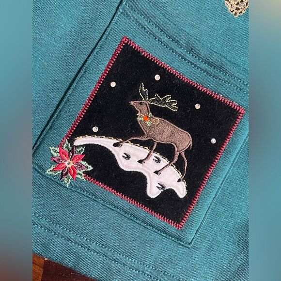 Breckenridge Christmas Snap Front Fleece Cardigan Sweater Size Smalll - Picture 10 of 11